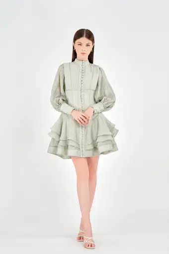 Justin Tong Xander Mini Dress Green Size 8