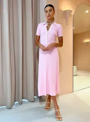 Anna Quan Penelope Midi Dress Marshmallow Pink Size 10
