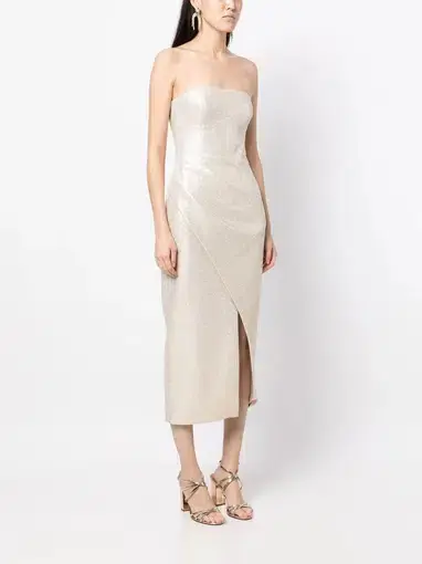 Manning Cartell Super Luxe Strapless Midi Dress Metallic Size 6