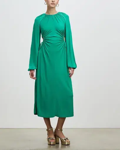 Rebecca Vallance Edie Cut Out Midi Dress Green Size 6