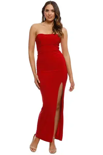 Skiva Strapless Evening Dress with Split Red Size 8

