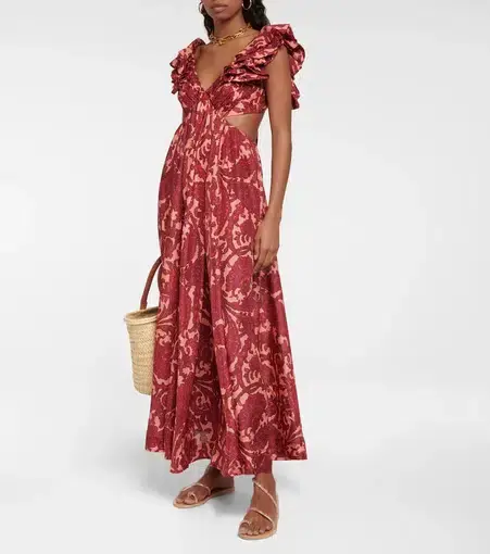 Zimmermann Tiggy Cutout Ruffled Silk Midi Dress in Paisley-Print Size 1 / AU 10