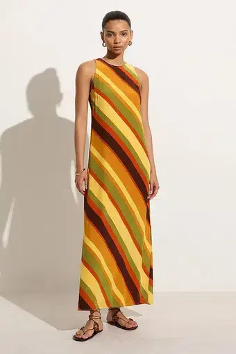 Faithful The Label X Monikh Esposende Midi Dress Cisco Stripe Sun Size 10