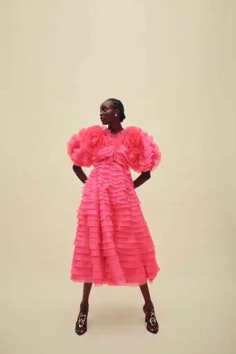 AJE Amour Ruffle Midi Dress Berry Pink Size 12