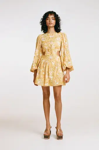 Zaco Elysees Mini Dress Yellow Floral Size XS / AU 6