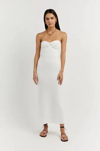 Dissh Anika Knit Midi Dress in Off White Size XS / Au 8