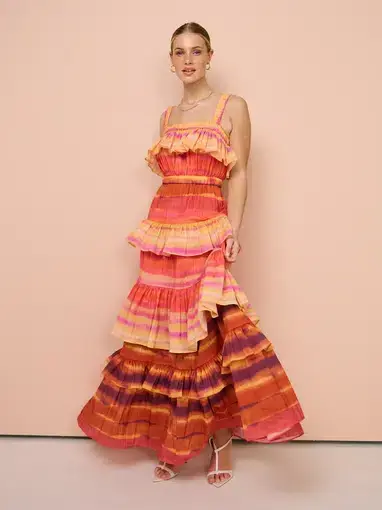 Acler Cardine Maxi Dress In Watercolour Horizon Size 10