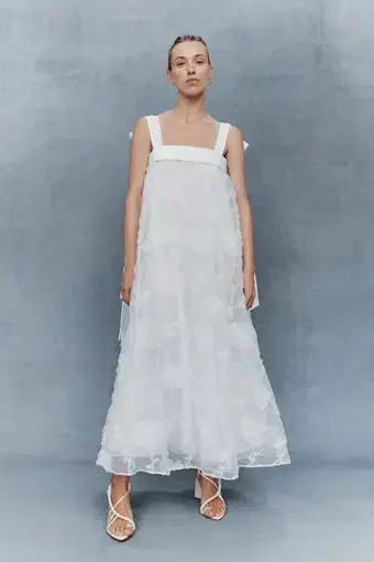 Aje Ursula Midi Dress Ivory White Size 8
