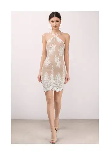 Winona Belle Lace Multi Strap Bodycon Dress in White Size 8