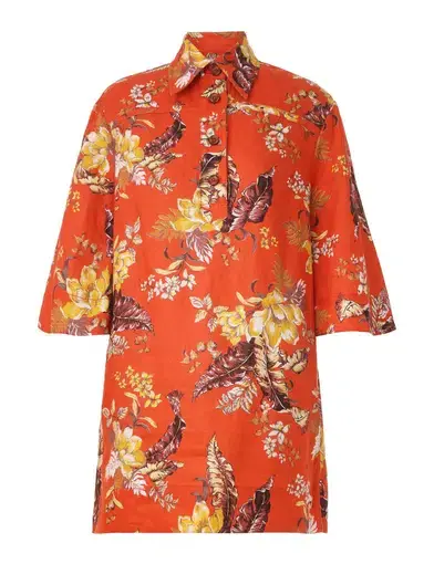 Zimmermann The Matchmaker Tunic Dress in Red Tropical Floral Size 3/Au 14