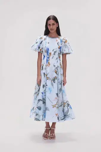 Aje Nova Pleated Midi Dress Floral Size 4