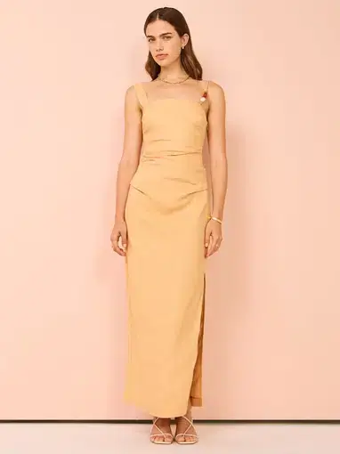 Sir The Label Antonia Beaded Midi Dress Light Tan Orange Size 1 / AU 8