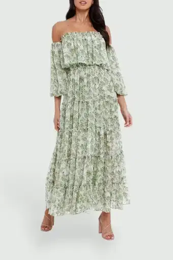 Misa LA Cassandra Maxi Dress in Floral Green Size 10
