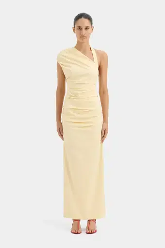 Sir The Label Giacomo Gathered Gown in Butter Yellow Size 1/Au 8