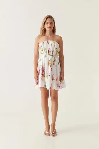 Aje Ayla Strapless Mini Dress in Scattered Floral Size 8
