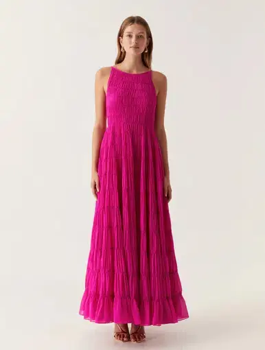 Aje Rosewood Ruched Gown Magenta Size  14