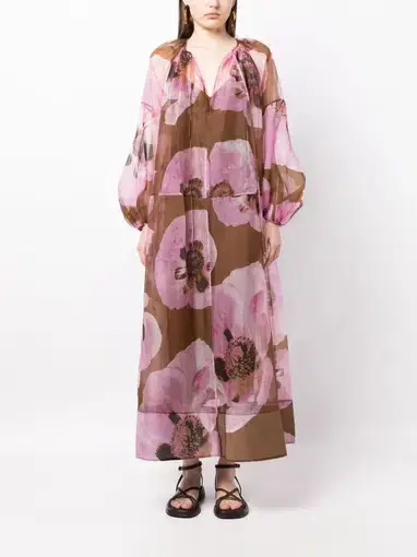 Lee Mathews Poppy Maxi Length Dress Floral Pattern Size 10