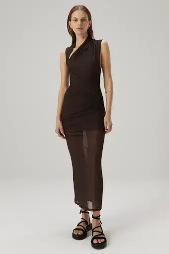 Misha Tillie Midi Dress Brown Size M / AU 10