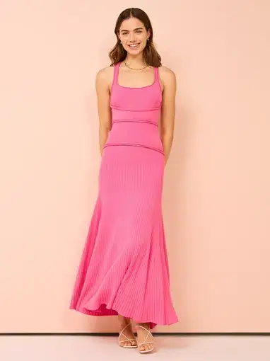 Alcer Greenwood Midi Dress Pink Size AU 10