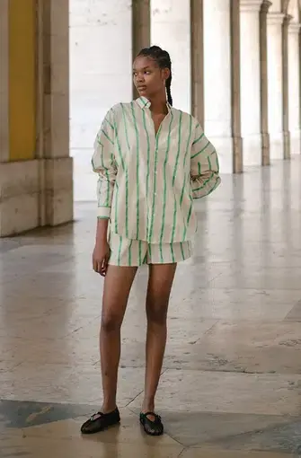 Blanca Fleur Shirt and Shorts Matching Set Green Print Size S/M / AU 8