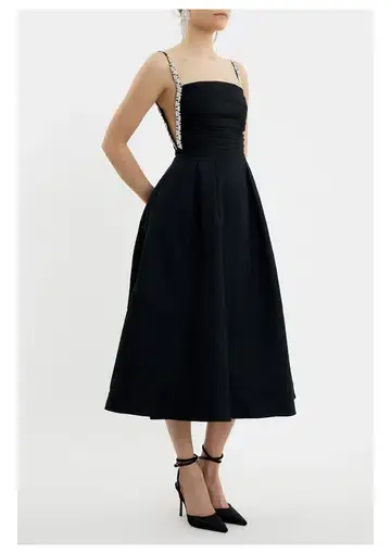 Rebecca Vallance Danielle Midi Dress Black Size 6