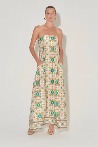 Hansen & Gretel Ikaria Maxi Dress Mosaic Print Size XS / AU 6