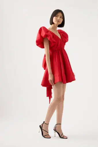 Aje Greta Bow Mini Dress in Red Size 10 