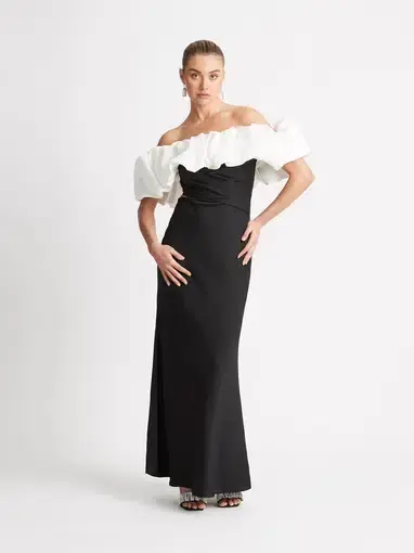 Sheike Margot Gown Black/White in Size 10