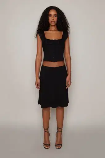 Danielle Guizio Paloma Lace Top And Skirt Set Black Size XS/Au 6