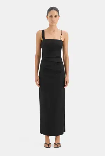 Sir The Label Antonia Beaded Midi Dress Black Size 1 / AU 8
