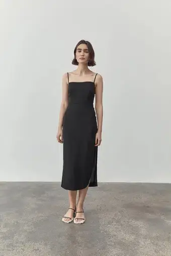 St. Agni Link Detail Midi Dress Black Size 6