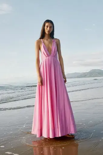 Aje Vellum Maxi Dress Cerise Pink Size 10