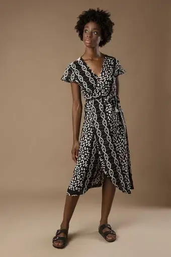 Mayamiko 'Dalitso' Midi Wrap Dress Black Size 12 