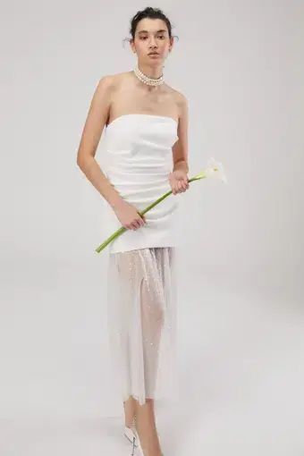 Misha Collection Nasrin Strapless White Sequin Midi Dress Size Small /Au 8