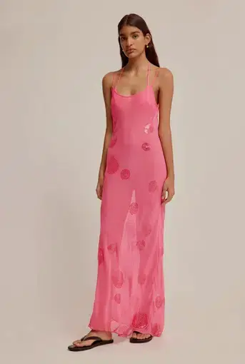 Venroy Sheer Sequin Slip Dress Pink Size 8 