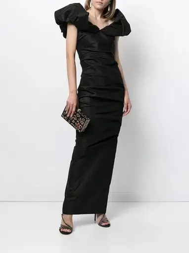 Rachel Gilbert Frey Gown in Black Size 0 /AU 6