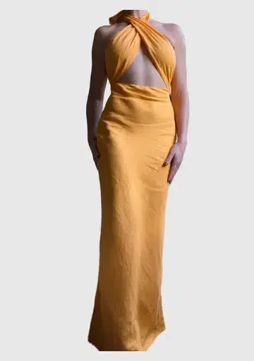 Simon Miller Yabba Linen Halter Maxi Dress Orange Size AU 8