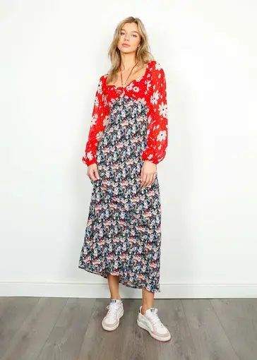 Rixo Jeanie Dress Multi Floral Size XXS / AU 6