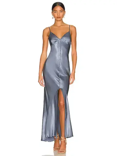 Shona Joy La Lune Bias Slip Dress Blue Smoke Size AU 10