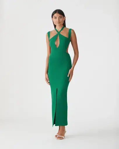 San Sloane Celia Midi Dress in Green Size 6 