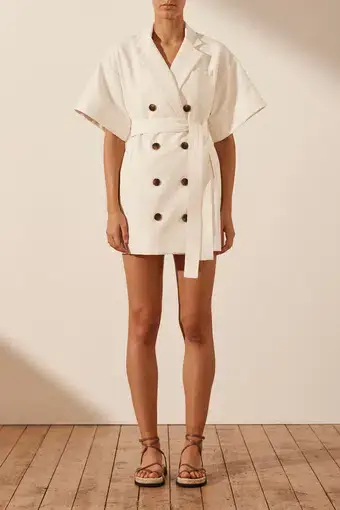 Shona Joy Akua Short Sleeve Blazer Mini Dress Coconut Size 6