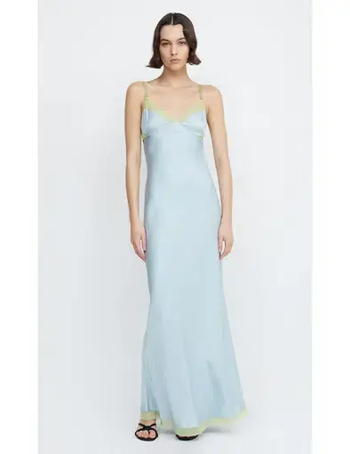 Bec & Bridge Joelle Maxi Dress in Cloud Blue/Pear Size 8 