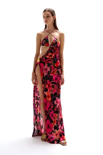 Cin Cin Villa Cut Out Dress Hibiscus Pink Size XS / AU 6