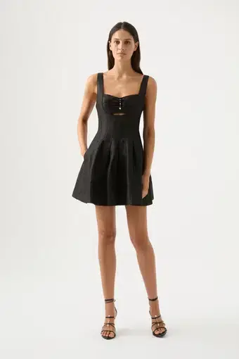 Aje Divinity Pearl Pin Mini Dress Black Size 4