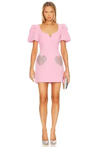 Rebecca Vallance Rochelle Puff Sleeve Mini Dress Pink Size 8