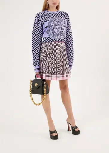 Versace Greca Printed Skirt Size AU 8
