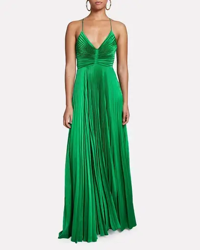 A.L.C. Aries Pleated Cut Out Dress in Green Size AU 6-8