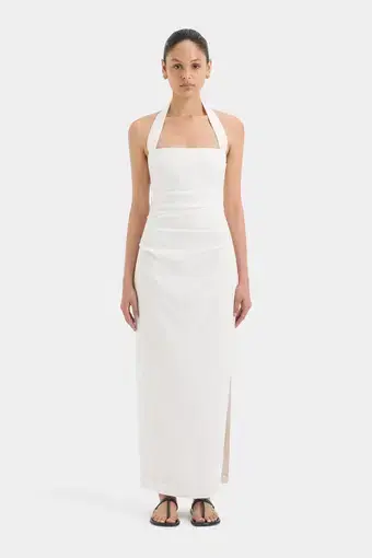 Sir the Label Noemi Halter Midi Dress Ivory Size 6