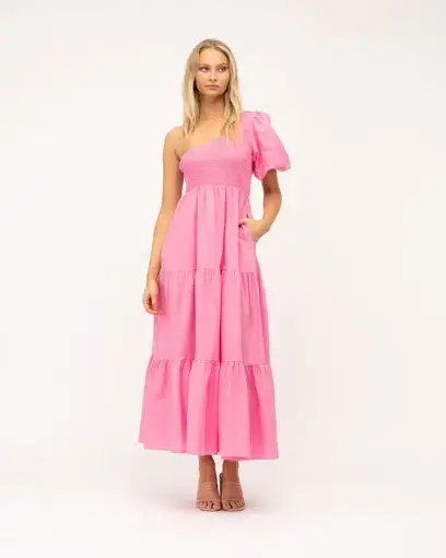 Amaroso Asymmetrical Balloon Sleeve Maxi Dress Pink Size M / AU 10