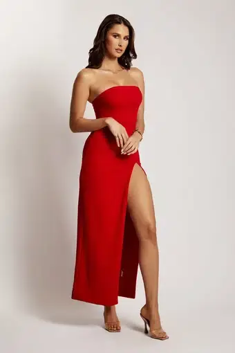 Meshki Rachel Maxi Split Front Dress Red Size L/Au 12
